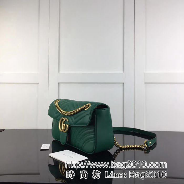 GUCCI古馳原單 新款專櫃品質原單貨實物實拍443497 綠色鏈條單肩斜挎包 HY1081